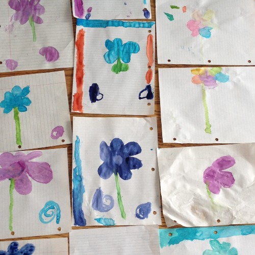 Photo of Lydia's preschool flower obsession